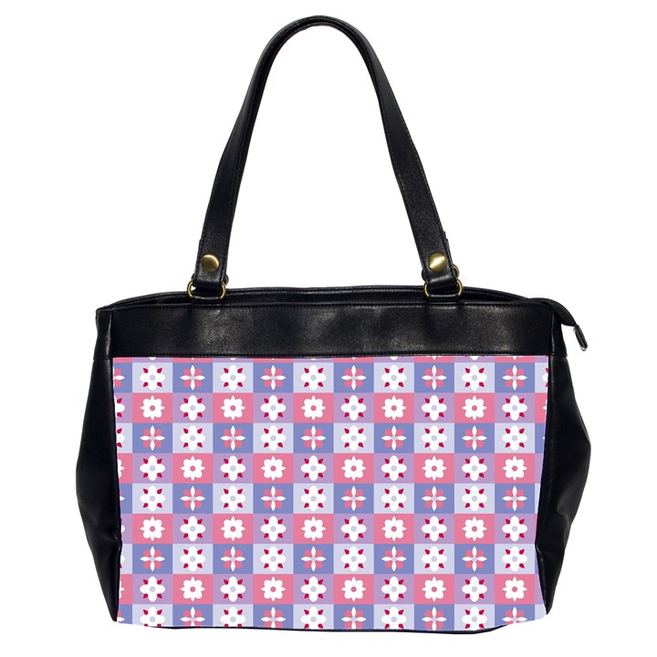 Flower Art Pattern Geometric Oversize Office Handbag (2 Sides)