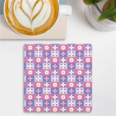 Flower Art Pattern Geometric Uv Print Square Tile Coaster 