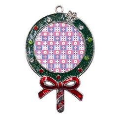 Flower Art Pattern Geometric Metal X mas Lollipop With Crystal Ornament by Maspions