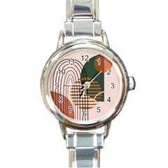 Line Forms Art Drawing Background Round Italian Charm Watch