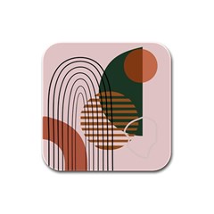 Line Forms Art Drawing Background Rubber Square Coaster (4 Pack)