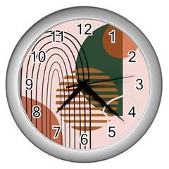 Line Forms Art Drawing Background Wall Clock (silver)