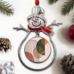 Line Forms Art Drawing Background Metal Snowman Ornament