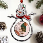 Line Forms Art Drawing Background Metal Snowman Ornament Front