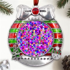 Floor Colorful Triangle Metal X mas Ribbon With Red Crystal Round Ornament by Maspions