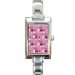 Scandinavian Abstract Pattern Rectangle Italian Charm Watch