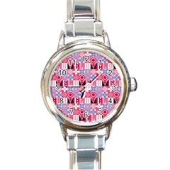 Scandinavian Abstract Pattern Round Italian Charm Watch