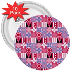 Scandinavian Abstract Pattern 3  Buttons (10 Pack) 