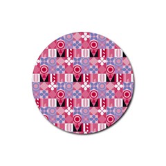 Scandinavian Abstract Pattern Rubber Coaster (round) by Maspions