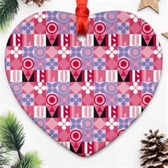 Scandinavian Abstract Pattern Heart Ornament (two Sides)