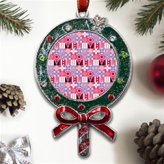 Scandinavian Abstract Pattern Metal X mas Lollipop With Crystal Ornament