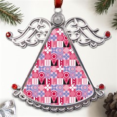 Scandinavian Abstract Pattern Metal Angel With Crystal Ornament