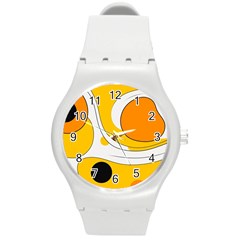 Abstract Pattern Round Plastic Sport Watch (m)