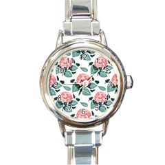 Flowers Hydrangeas Round Italian Charm Watch by Maspions