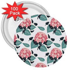 Flowers Hydrangeas 3  Buttons (100 Pack) 