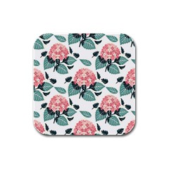 Flowers Hydrangeas Rubber Square Coaster (4 Pack)