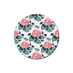 Flowers Hydrangeas Rubber Round Coaster (4 Pack) by Maspions