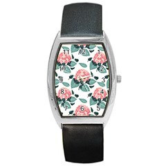 Flowers Hydrangeas Barrel Style Metal Watch