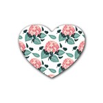 Flowers Hydrangeas Rubber Coaster (Heart) Front