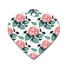 Flowers Hydrangeas Dog Tag Heart (two Sides)