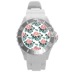 Flowers Hydrangeas Round Plastic Sport Watch (l)