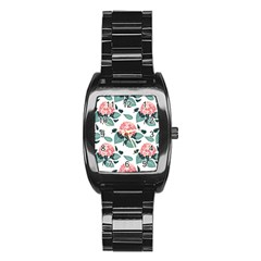 Flowers Hydrangeas Stainless Steel Barrel Watch