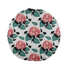 Flowers Hydrangeas Standard 15  Premium Flano Round Cushions