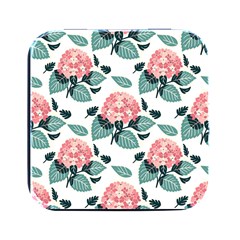 Flowers Hydrangeas Square Metal Box (black)