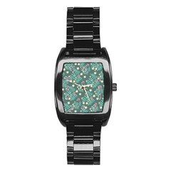 Illustration Pattern Seamless Stainless Steel Barrel Watch