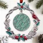 Illustration Pattern Seamless Metal X mas Wreath Holly leaf Ornament Front