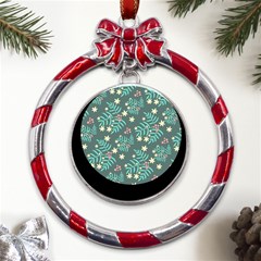 Illustration Pattern Seamless Metal Red Ribbon Round Ornament