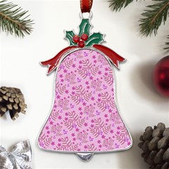 Illustration Pattern Seamless Metal Holly Leaf Bell Ornament by Maspions