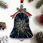 Ice Crystal Background Shape Frost Metal Holly Leaf Bell Ornament Front