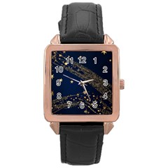 Starsstar Glitter Rose Gold Leather Watch 