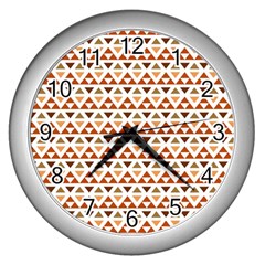 Geometric Tribal Pattern Design Wall Clock (silver) by Maspions