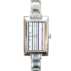 Stripes Pattern Abstract Retro Vintage Rectangle Italian Charm Watch