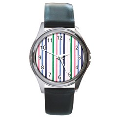 Stripes Pattern Abstract Retro Vintage Round Metal Watch