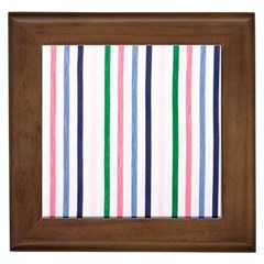 Stripes Pattern Abstract Retro Vintage Framed Tile by Maspions