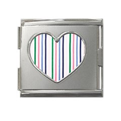 Stripes Pattern Abstract Retro Vintage Mega Link Heart Italian Charm (18mm)