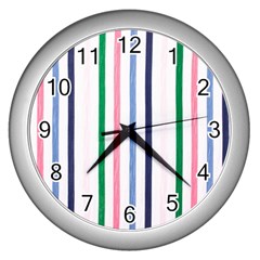 Stripes Pattern Abstract Retro Vintage Wall Clock (silver)