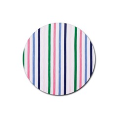 Stripes Pattern Abstract Retro Vintage Rubber Coaster (round)