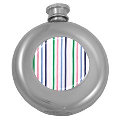 Stripes Pattern Abstract Retro Vintage Round Hip Flask (5 Oz)