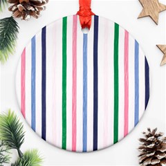 Stripes Pattern Abstract Retro Vintage Round Ornament (two Sides)