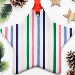 Stripes Pattern Abstract Retro Vintage Star Ornament (two Sides)