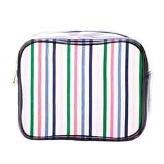 Stripes Pattern Abstract Retro Vintage Mini Toiletries Bag (one Side)