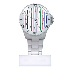 Stripes Pattern Abstract Retro Vintage Plastic Nurses Watch