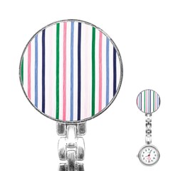 Stripes Pattern Abstract Retro Vintage Stainless Steel Nurses Watch