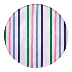 Stripes Pattern Abstract Retro Vintage Round Glass Fridge Magnet (4 Pack)