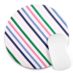 Retro Vintage Stripe Pattern Abstract Round Mousepad by Maspions