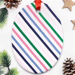 Retro Vintage Stripe Pattern Abstract Ornament (oval)